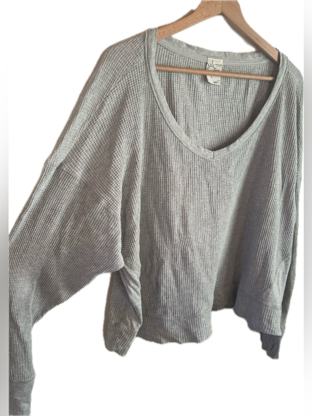 Aerie Light Gray Waffle Knit Pullover Sweater